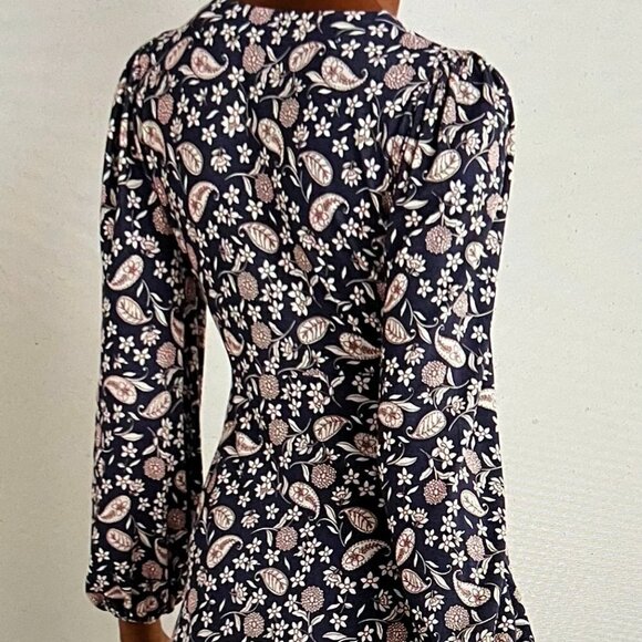 Boden Easy Fixed Wrap Jersey Dress French Navy, Flower Garden Size 8 - Picture 6 of 8